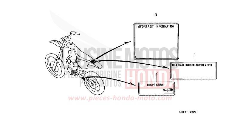 ETIQUETTE DE PRECAUTIONS de CR80R "Grandes Roues" EXPLOSION RED (R254) de 2001
